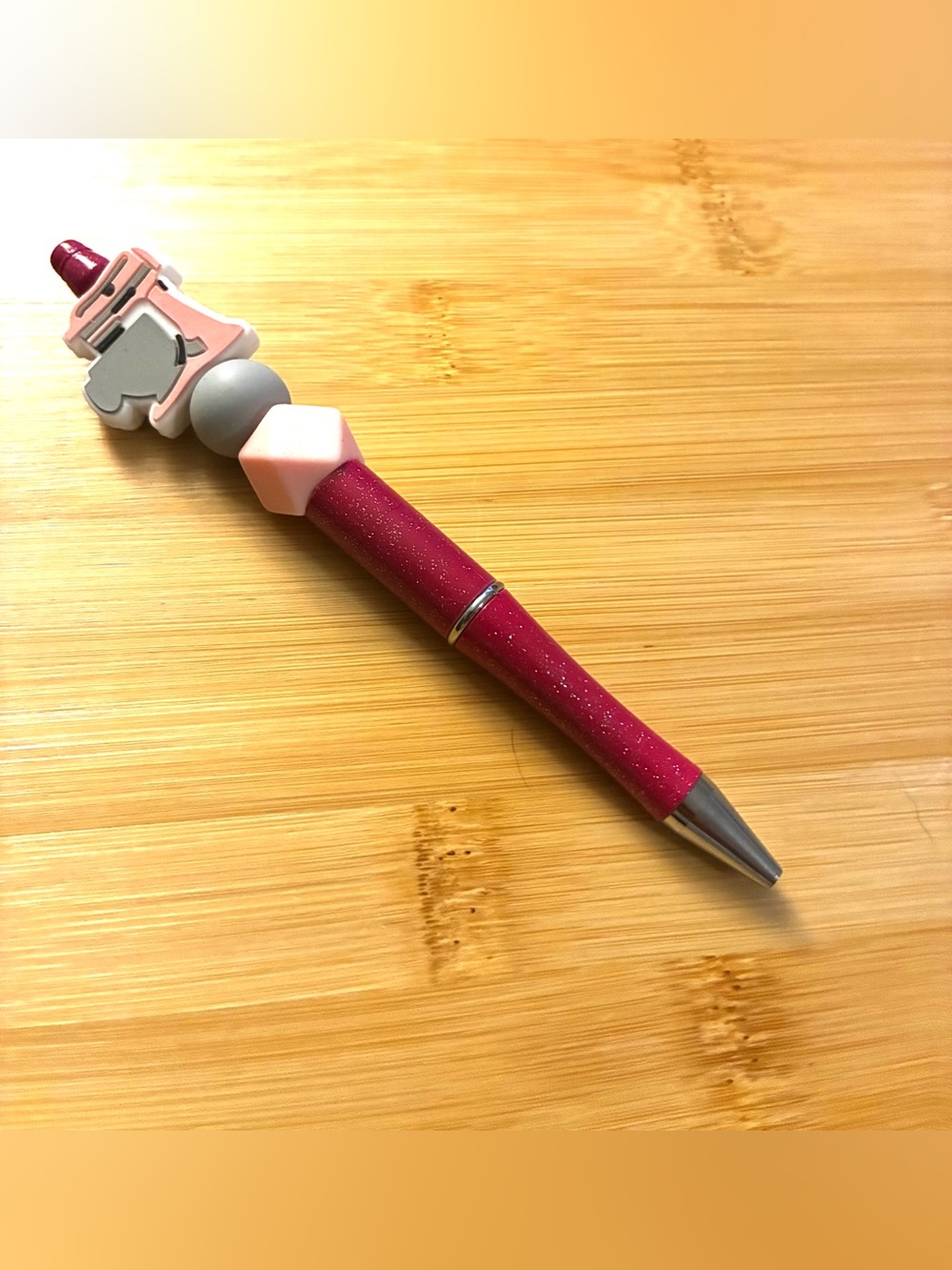 Glitter Pink Beaded Kitchen Mixer Pen